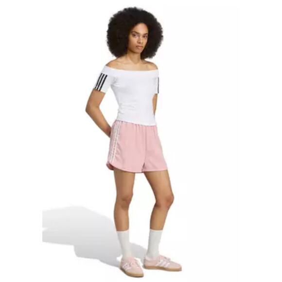 NEW ADIDAS ORIGINALS Women's Small Satin Ruffle Shorts Wonder Mauve - Picture 1 of 7